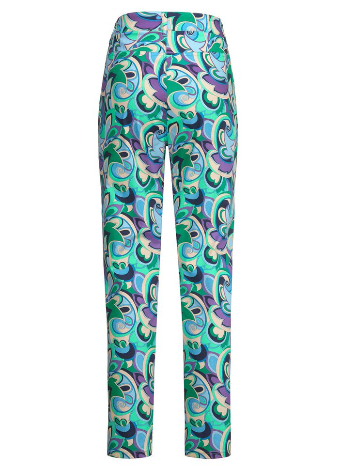 Enkellange broek met felgekleurde inkjetprint 