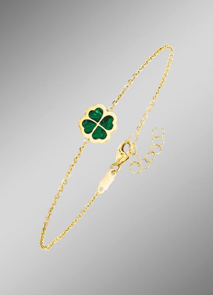 Delicate geluk &ndash; armband met malachiet klaverblad 