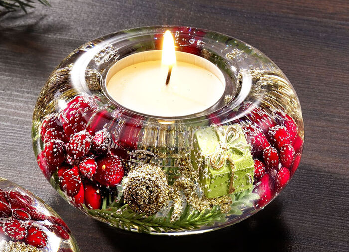 Theelichthouder van mondgeblazen glas GROENTE