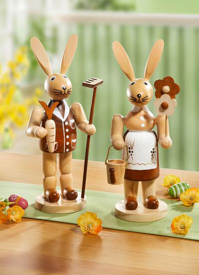 Konijntjes, set van 2, gemaakt van hout 