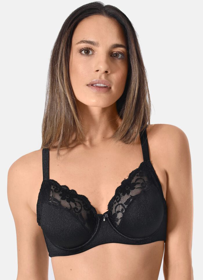 Sassa beugelbh met elastische kant ZWART