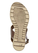 Gemini, trendy damessandalen, breedte G, gemaakt van leer BRAUN-BEIGE