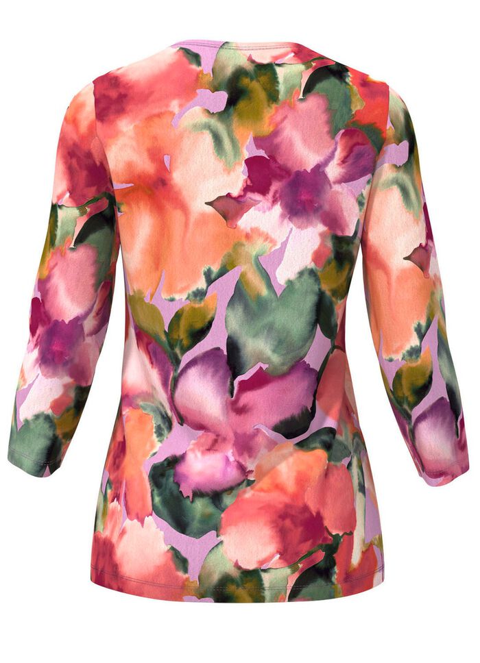 Trui in fijngebreide bloemenprint 