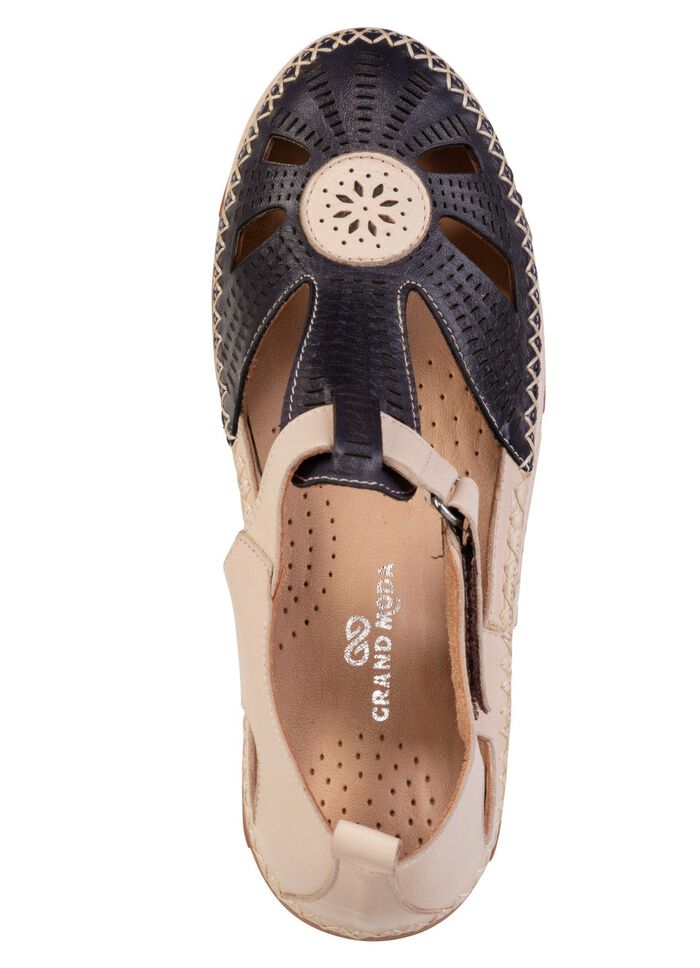 ELENA EDEN, zomerse damespantoffels, breedte H, met uitneembaar voetbed SCHWARZ-BEIGE