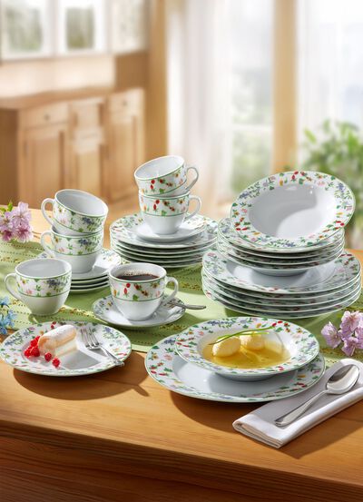 Millefiori porseleinen servies gemaakt van hoogwaardig wit porselein 