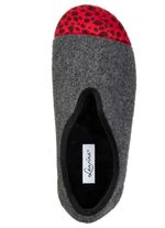 Laurina, trendy damespantoffels, breedte H, met luipaardprint ANTRACIET-ROOD
