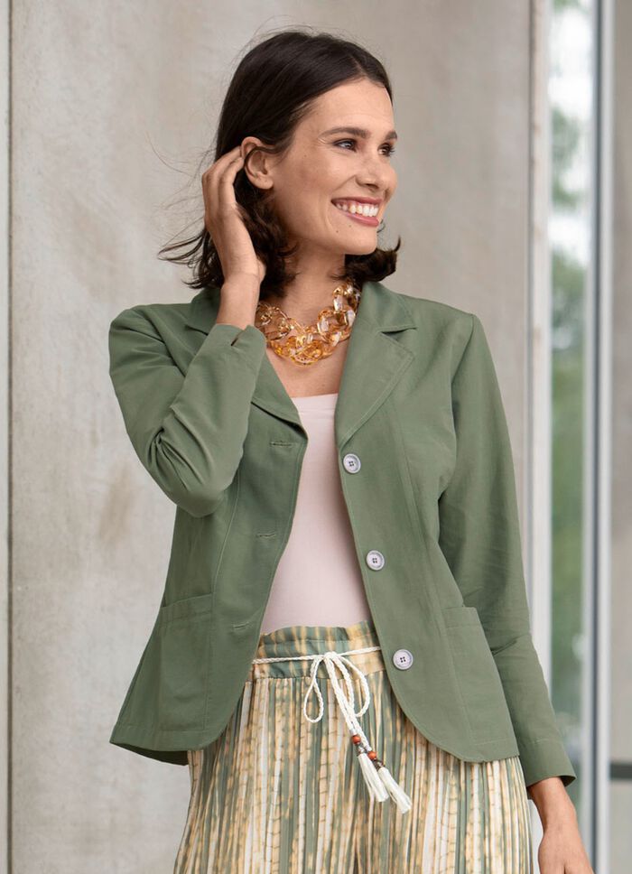 Blousejasje met schoudervullingen OLIJFGROEN