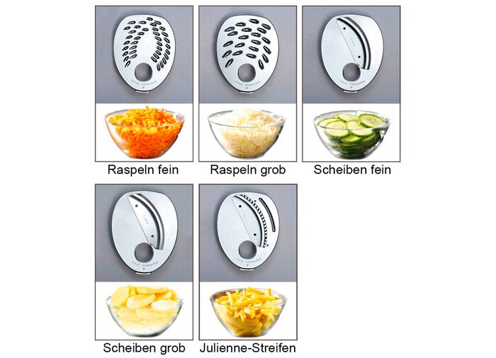 Multigrater - snel en eenvoudig raspen, plakjes en reepjes snijden 