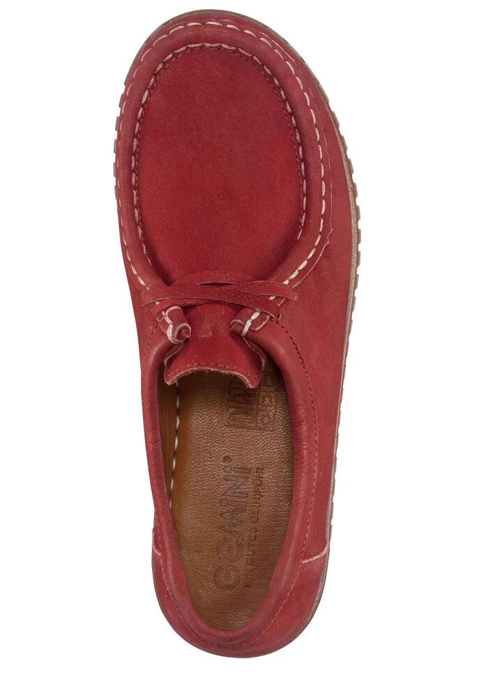 Mocassin-veterschoenen van rundnubuckleer ROOD