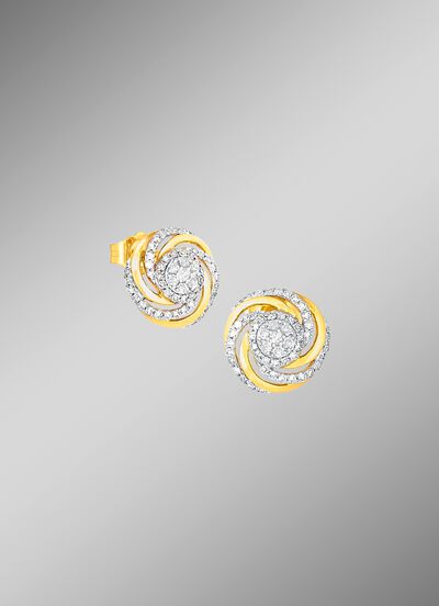 Interessante oorbellen met 14 briljant geslepen diamanten en 90 diamanten 