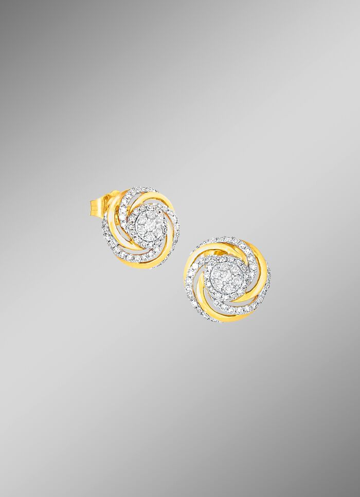 Interessante oorbellen met 14 briljant geslepen diamanten en 90 diamanten 