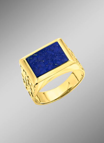 Herenring van goud met lapis lazuli 