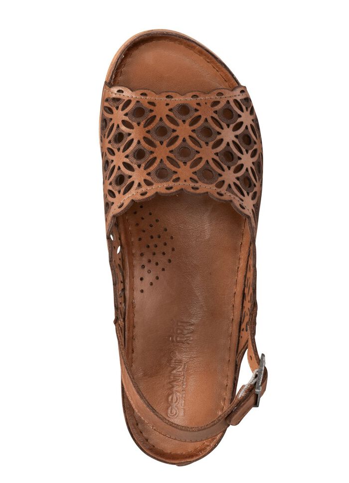 Gemini sandaal van geperforeerd nappaleer met reli&euml;f 