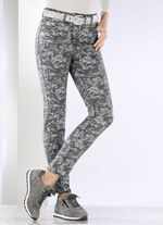 Jeans met camouflagepatroon ANTRACIET GRIJS