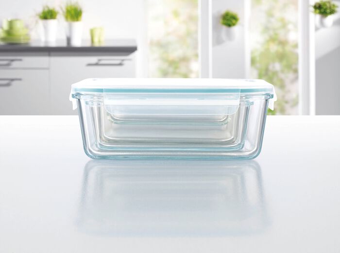 Glazen voedselbewaarbakjes 4 stuks. 