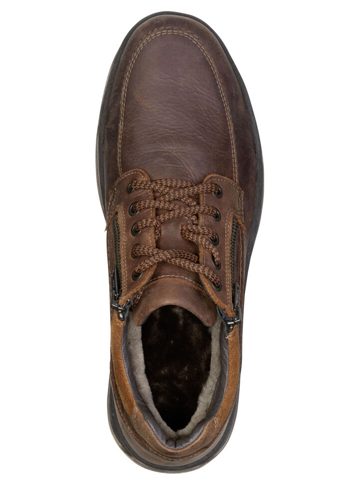 GINO GALANTE, gevoerde herenlaarzen, winterschoenen, met lamsvacht KASTANJE