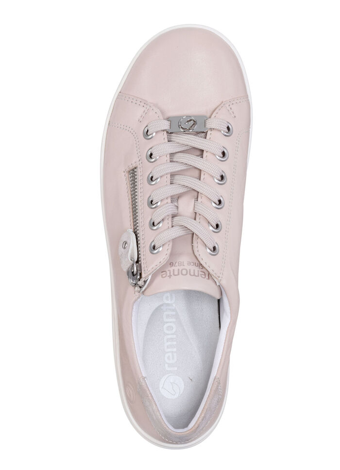 Remonte veterschoen met metalen inzetstuk in reliëf POEDERROZE