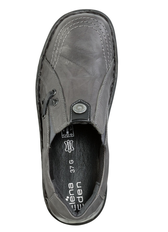 ELENA EDEN pantoffels gemaakt van nappaleer GRIJS-ZWART