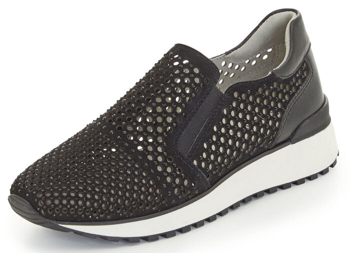 Caprice pantoffels met strass steentjes ZWART