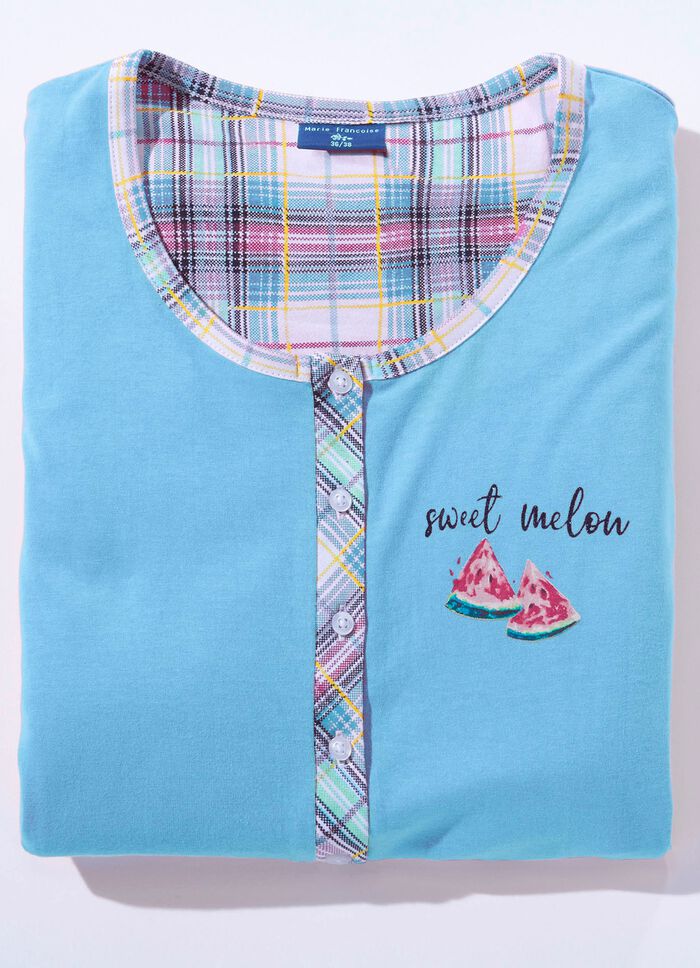 Twee-pack nachthemden van duurzaam katoen met knoopsluiting 