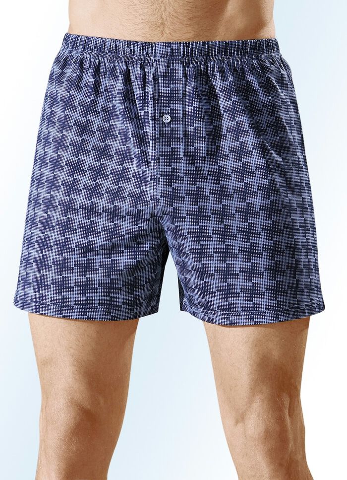 Boxershorts, pak van 4, met sluiting met knopen, bont dessin 