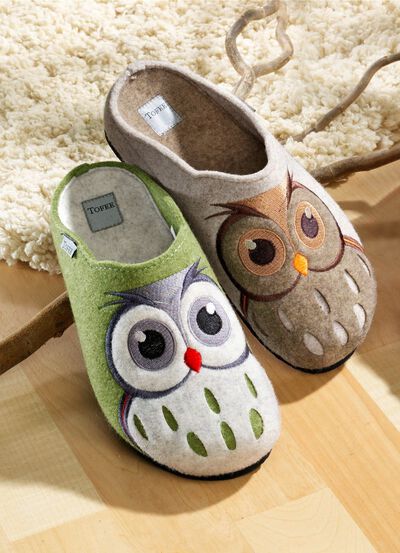 Pantoffels voor dames van echt vilten natuurwol 