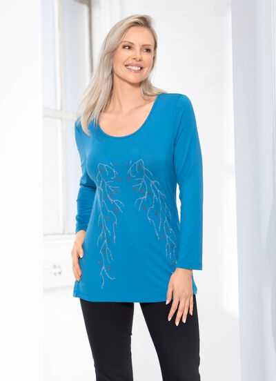 Charmant shirt met bordversiering in 2 kleuren 