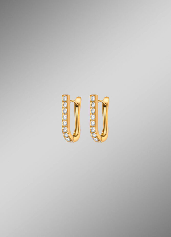 Stijlvolle roestvrijstalen creolen met kristallen 