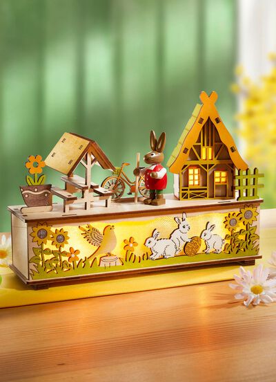 Verlichte houten decoratie met timerfunctie 