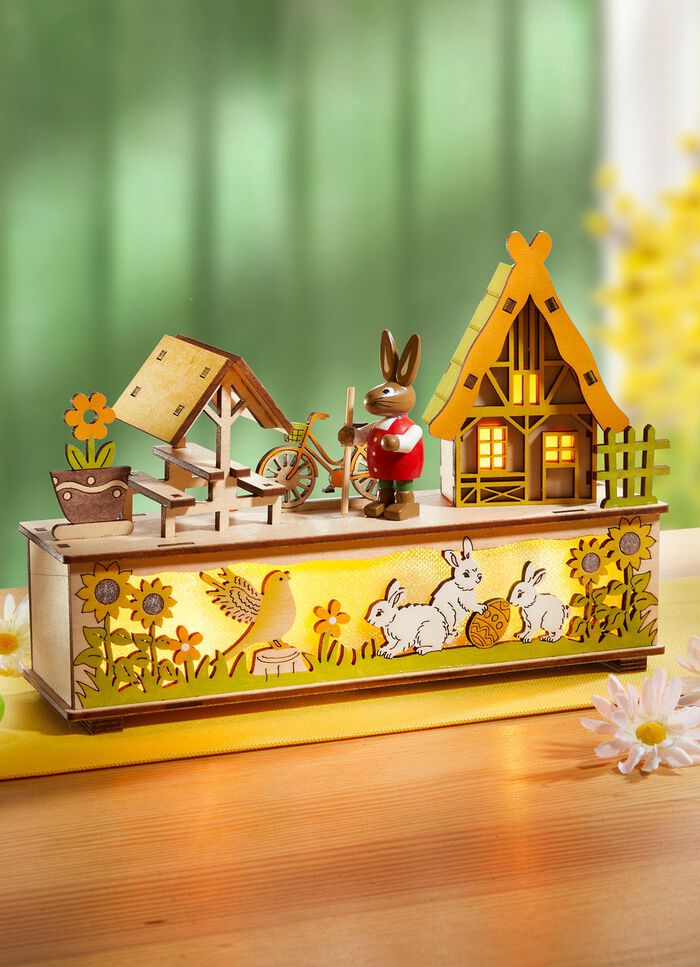 Verlichte houten decoratie met timerfunctie 