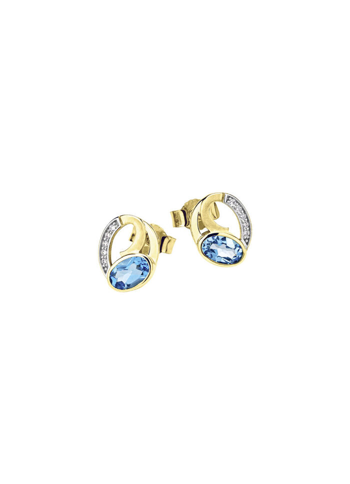 Oorstekers met blauwe topaas en zirkonia 