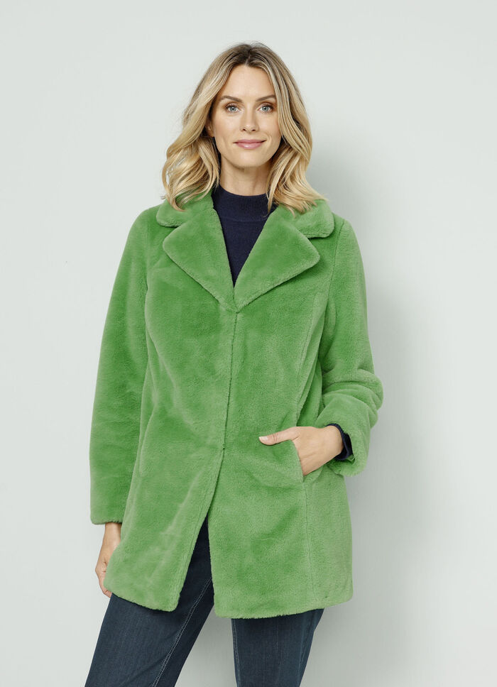 Jas van imitatiebont GROEN