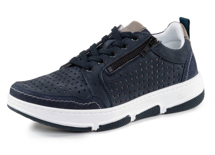 GINO GALANTE veterschoen van luchtig geperforeerd nubuckleer MARINE