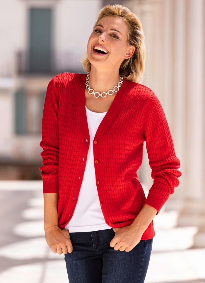 Vest met kabelpatroon ROOD