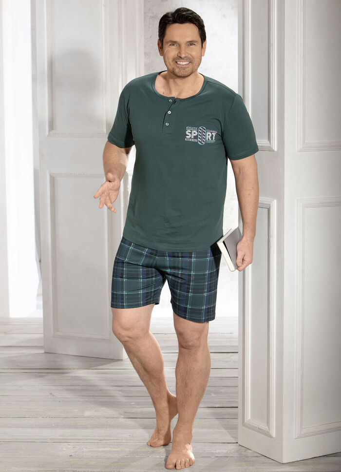 Shortama met knoopsluiting en printmotief 