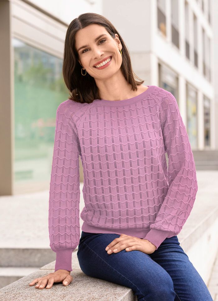 Trui met raglanmouwen in een licht ballonvorm 