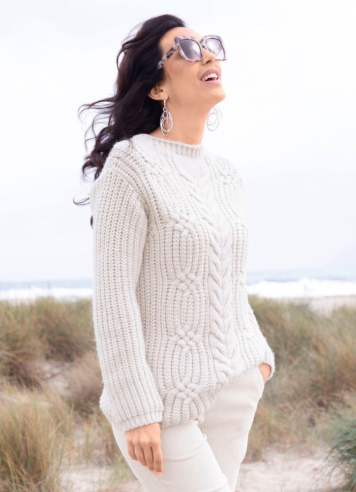 Trui van zachte, grove breistof 