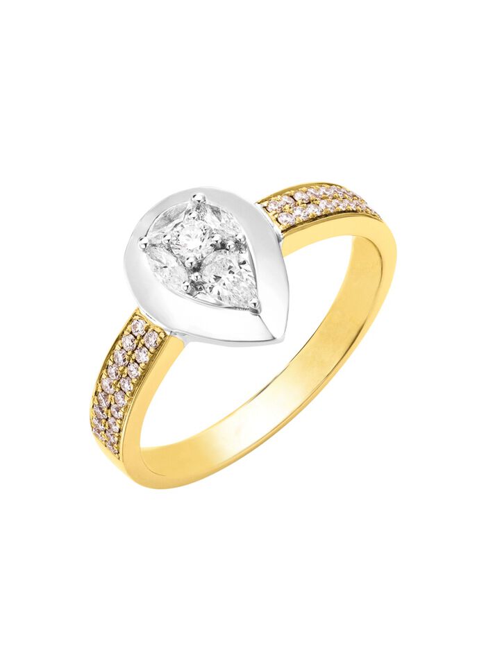 Damesring met diamanten en briljant geslepen diamanten 