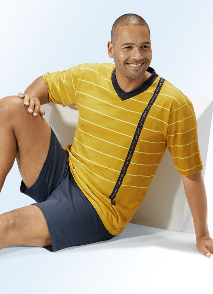 Shortama met V-hals en geplaatste printmotief 