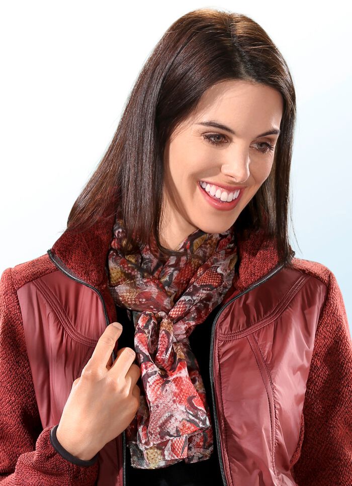 Sjaal met bloesem- en reptieldessin 