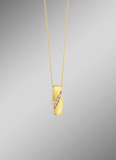 Elegantie in goud: hanger met 3 diamanten 