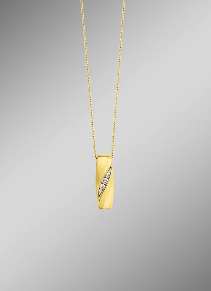 Elegantie in goud: hanger met 3 diamanten 