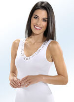 Speidel overhemd met glanzend borduurkant aan de voorzijde WIT