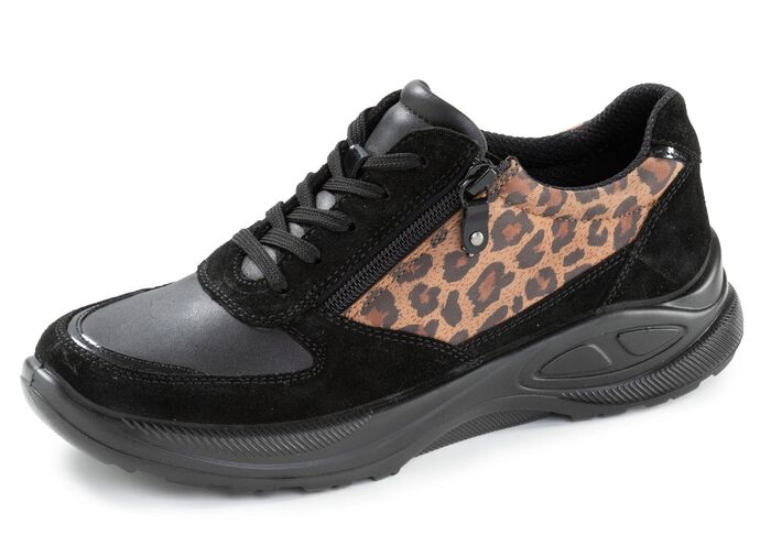 Trendy dames veterschoenen, breedte K, met uitneembaar voetbed ZWARTBRUIN