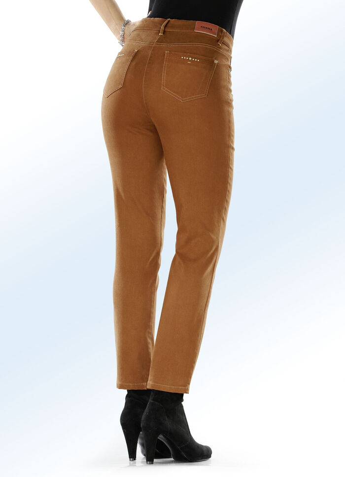 5-pocketbroek die zacht aanvoelt COGNAC