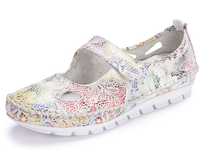 Gemini mocassinpantoffels met leren clip WIT-MULTICOLOR