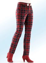 Trendy broek met ruitjesdessin ROOD-ZWART-ECRU