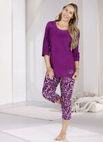 Laurina pyjama met 3/4 mouwen en 7/8 broek AUBERGINE