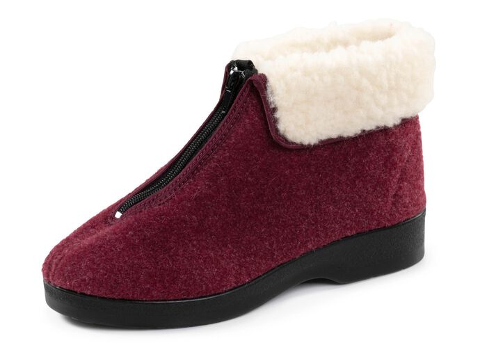 Huislaarzen met praktische ritssluiting aan de voorkant BORDEAUX