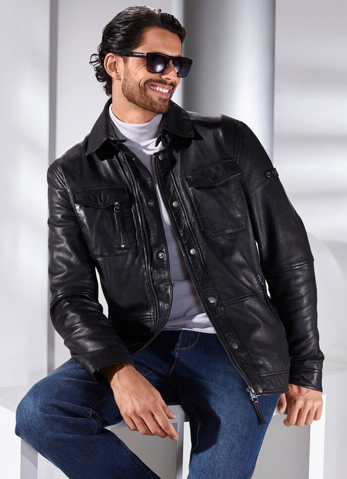 Kort leren jasje van &ldquo;Cabrini&rdquo; 